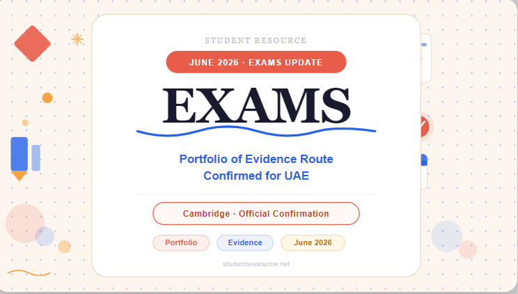June 2026 Exams Update: Portfolio of Evidence Route Confirmed for UAE