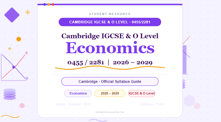 Cambridge IGCSE & O Level Economics 0455/2281 (2026–2029)