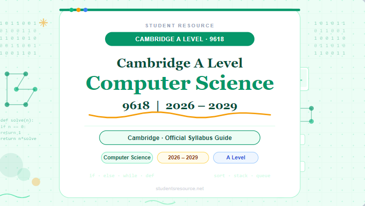 Cambridge A Level Computer Science 9618 (2026–2029)