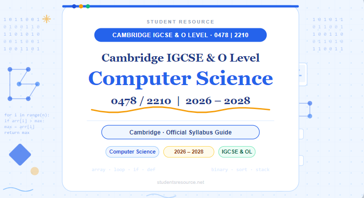 IGCSE & OL Computer Science 0478 | 2210 (2026–2028)