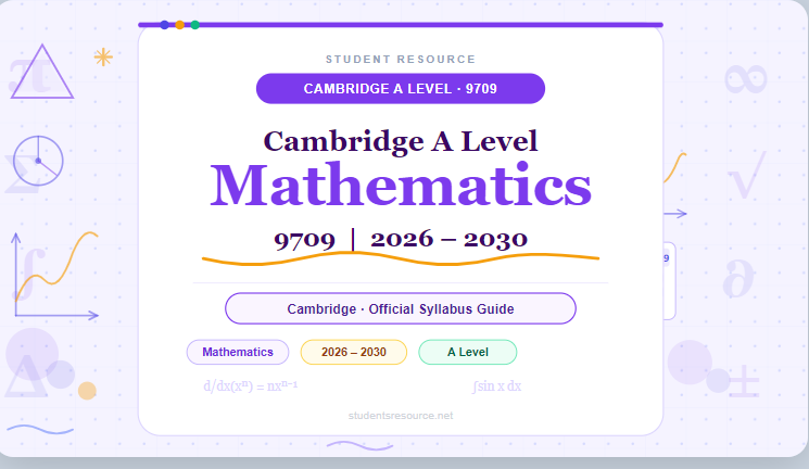 Cambridge A Level Mathematics 9709 (2026-2030)